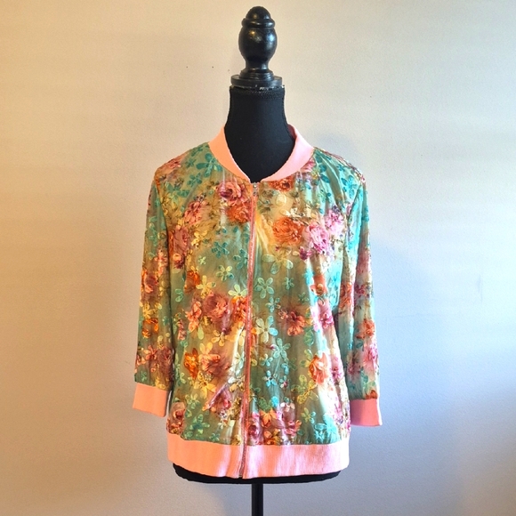 Floral Vintage Light Bomber Jacket - M - Picture 2 of 5
